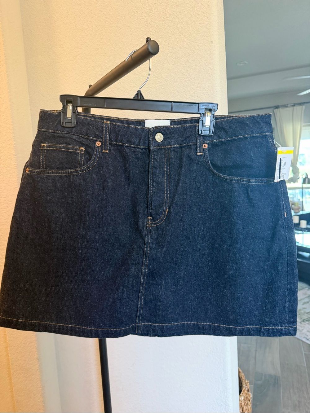 Reformation Hazel Dark Wash Low Rise Denim Mini Skirt Size 31 NWT MSRP $148